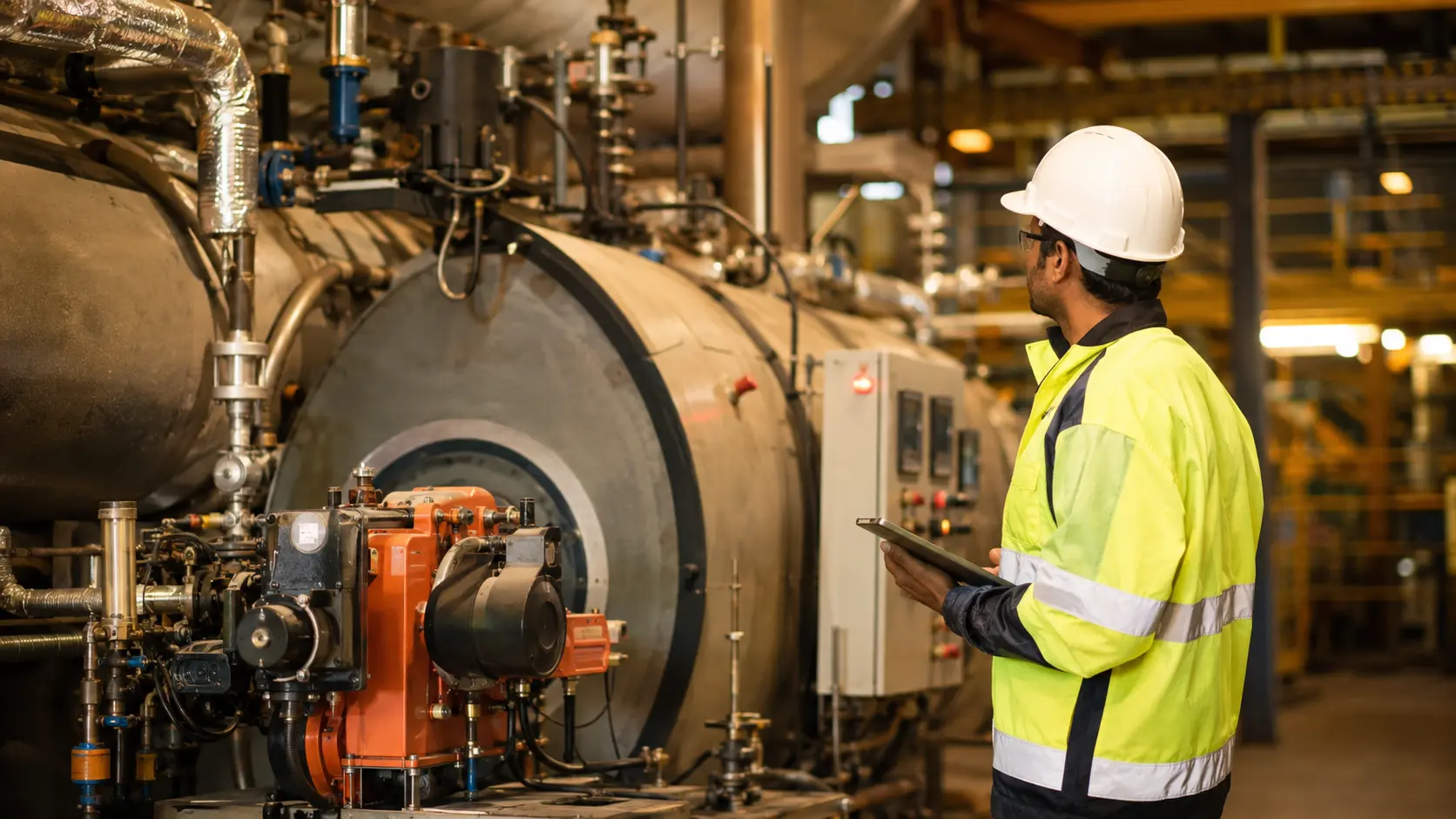 Thermopac contractor performing combustion inspection