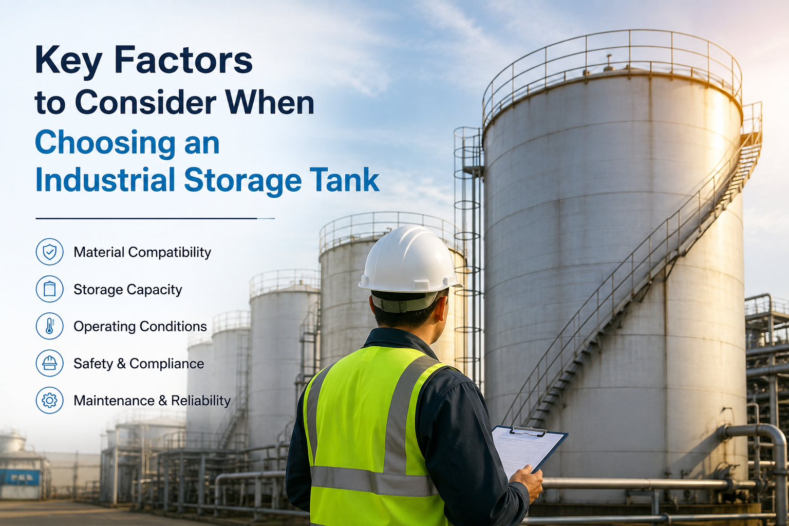 Industrial storage tanks with key selection factors for industrial applications